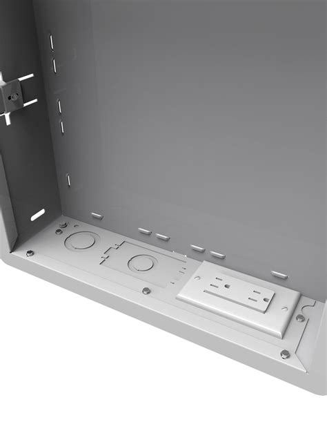 steel recessed av wall box|recessed media box with outlet.